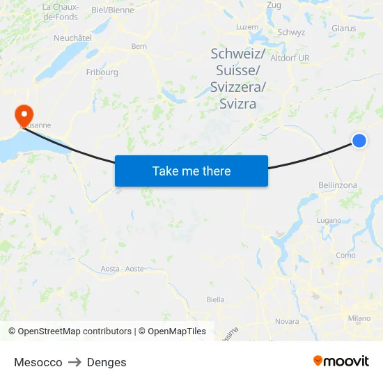 Mesocco to Denges map