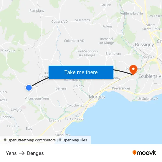 Yens to Denges map