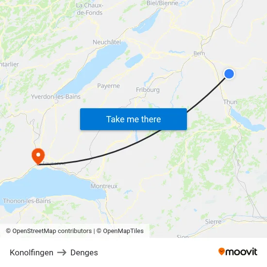 Konolfingen to Denges map