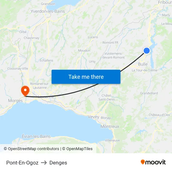 Pont-En-Ogoz to Denges map