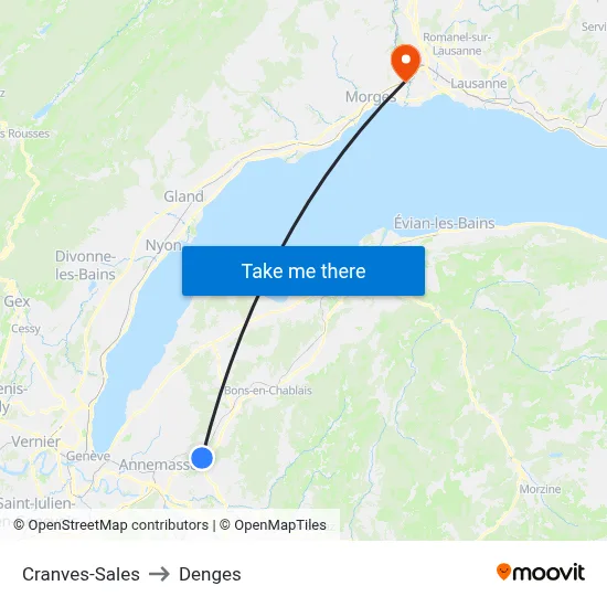 Cranves-Sales to Denges map