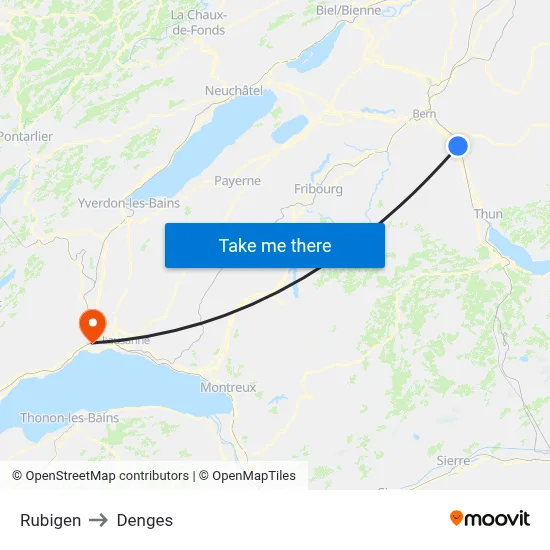 Rubigen to Denges map