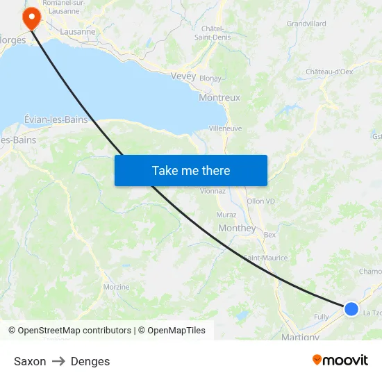 Saxon to Denges map