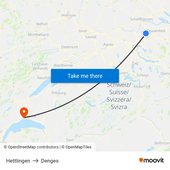 Hettlingen to Denges map
