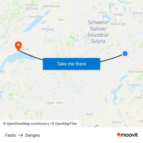 Faido to Denges map