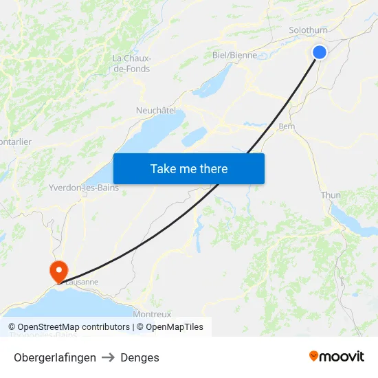 Obergerlafingen to Denges map