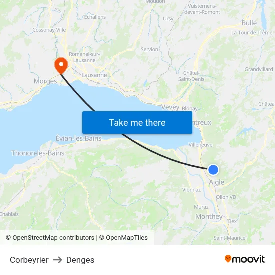 Corbeyrier to Denges map