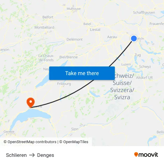 Schlieren to Denges map