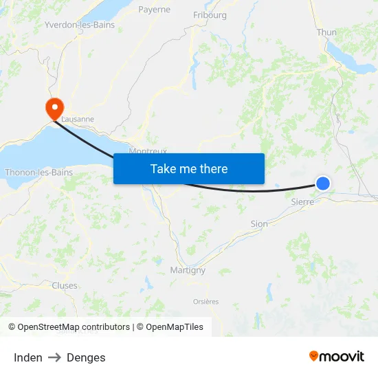 Inden to Denges map