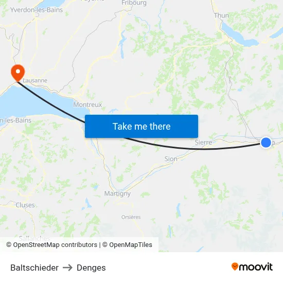 Baltschieder to Denges map