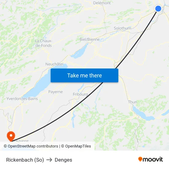 Rickenbach (So) to Denges map