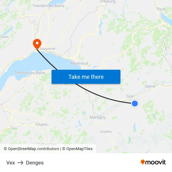 Vex to Denges map