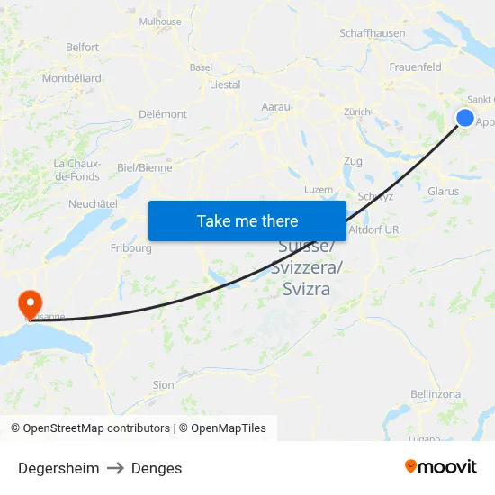 Degersheim to Denges map