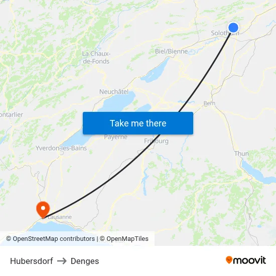 Hubersdorf to Denges map