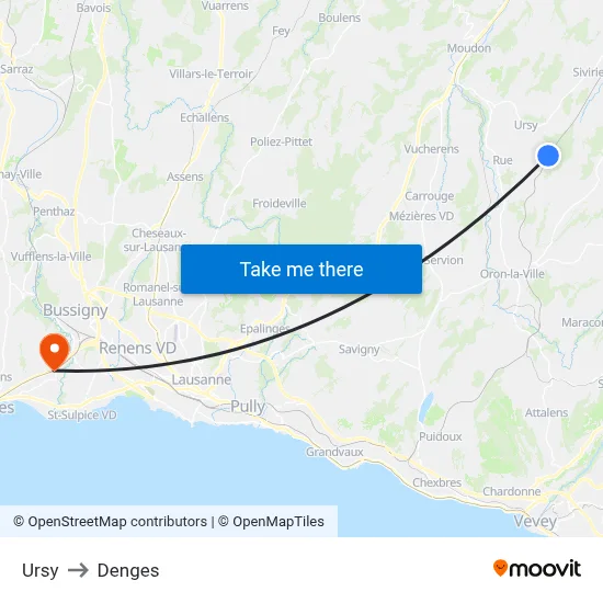 Ursy to Denges map