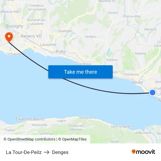 La Tour-De-Peilz to Denges map