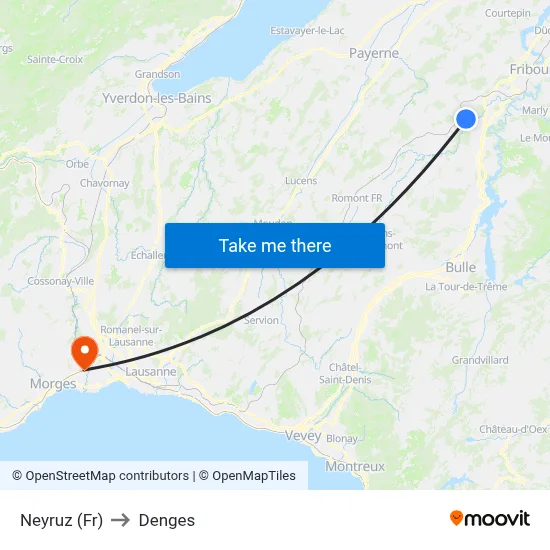 Neyruz (Fr) to Denges map