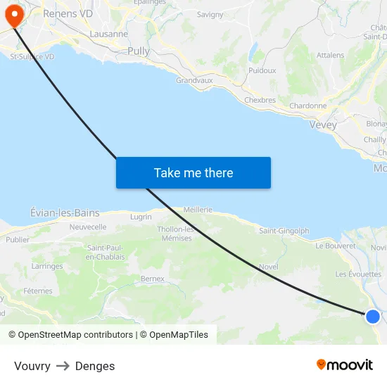 Vouvry to Denges map