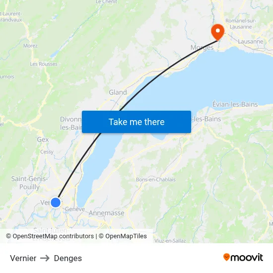 Vernier to Denges map