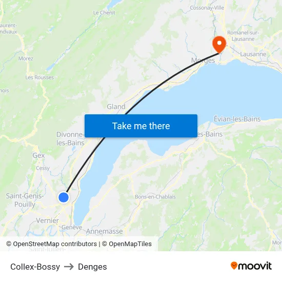 Collex-Bossy to Denges map