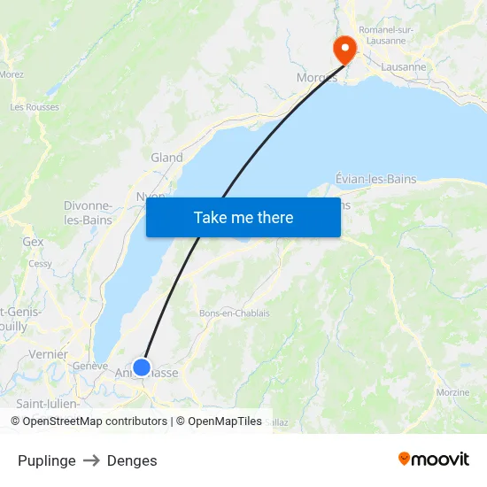 Puplinge to Denges map