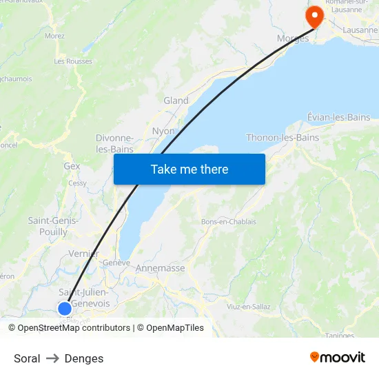 Soral to Denges map