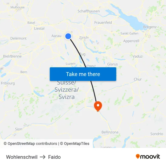 Wohlenschwil to Faido map