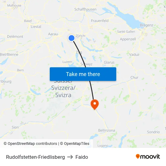 Rudolfstetten-Friedlisberg to Faido map
