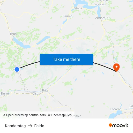 Kandersteg to Faido map
