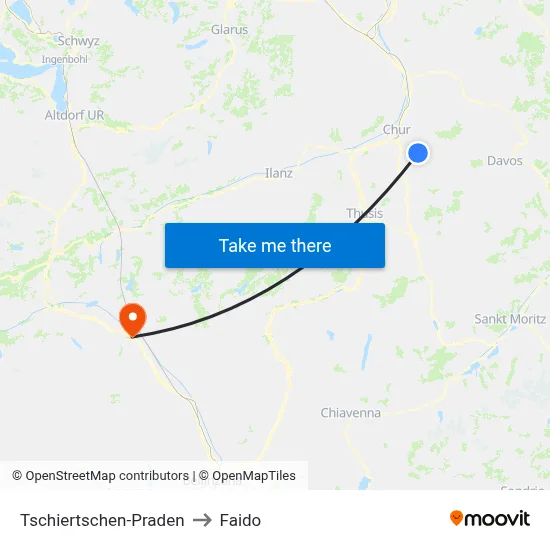 Tschiertschen-Praden to Faido map