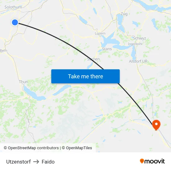 Utzenstorf to Faido map