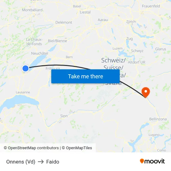 Onnens (Vd) to Faido map
