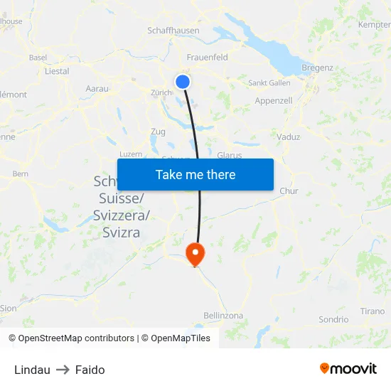 Lindau to Faido map