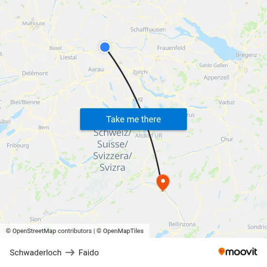 Schwaderloch to Faido map