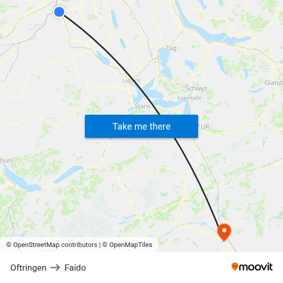 Oftringen to Faido map