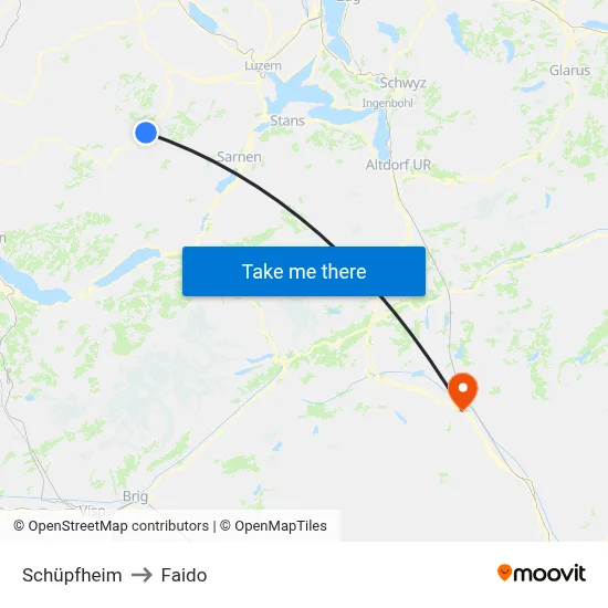 Schüpfheim to Faido map
