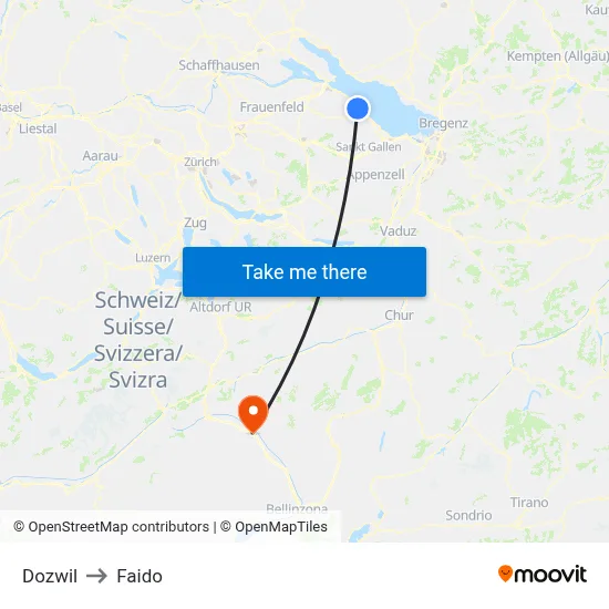 Dozwil to Faido map