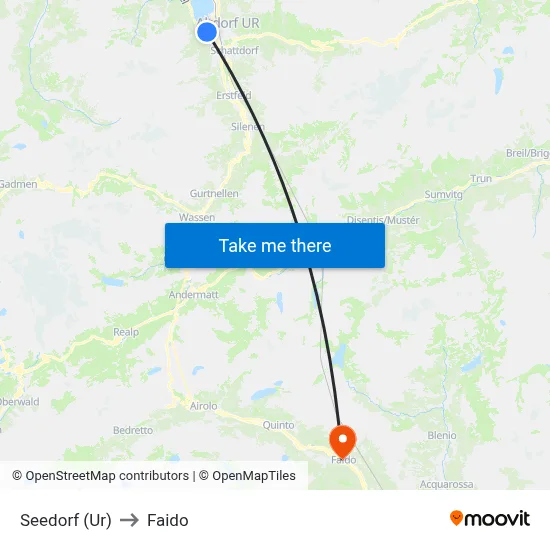 Seedorf (Ur) to Faido map