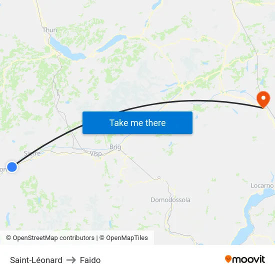 Saint-Léonard to Faido map