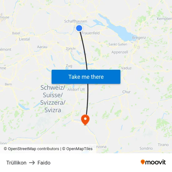 Trüllikon to Faido map