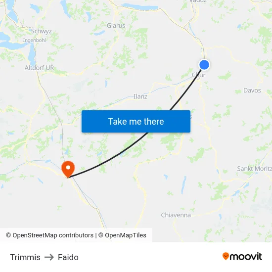 Trimmis to Faido map