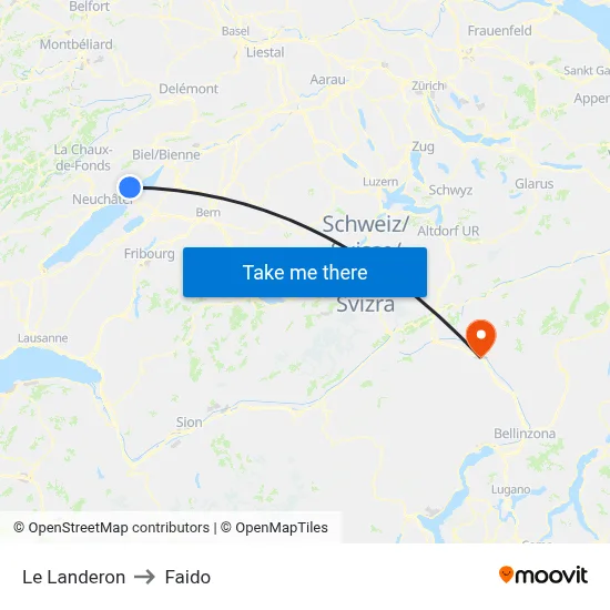 Le Landeron to Faido map
