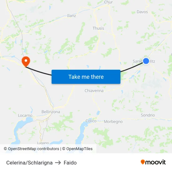 Celerina/Schlarigna to Faido map