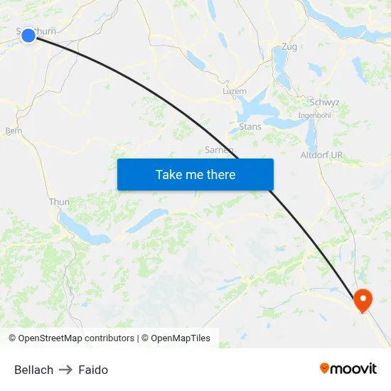 Bellach to Faido map