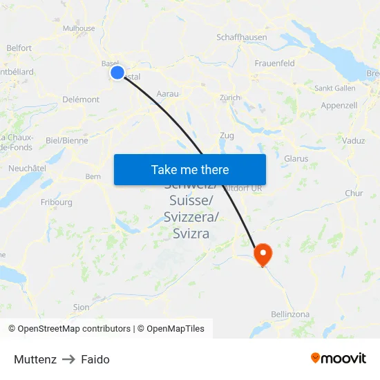 Muttenz to Faido map