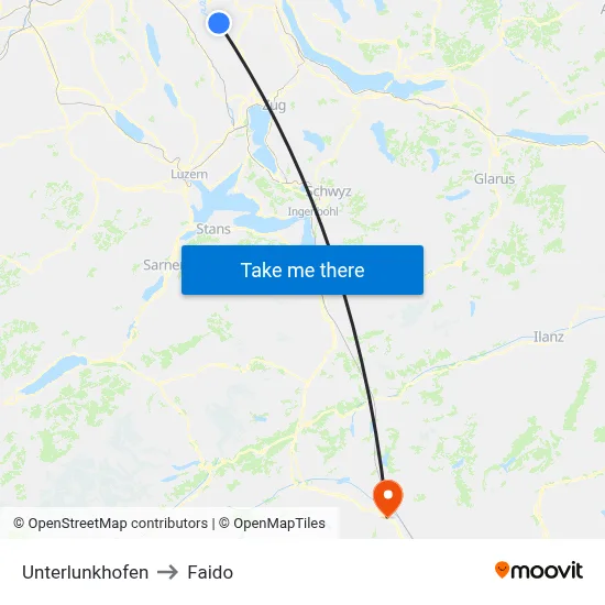 Unterlunkhofen to Faido map