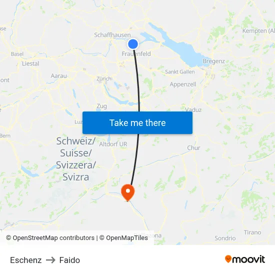 Eschenz to Faido map