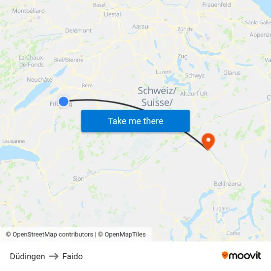 Düdingen to Faido map