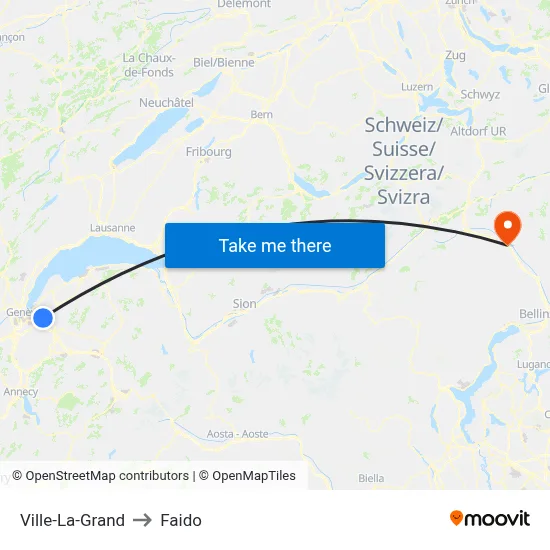 Ville-La-Grand to Faido map