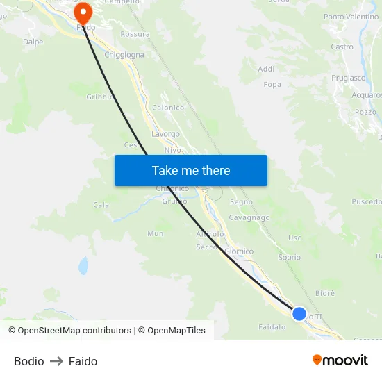 Bodio to Faido map